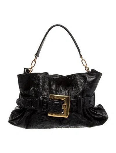 Pre-owned Balmain Embossed Leather Anthem In Black