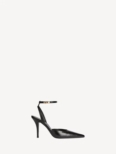 Balmain Embossed Leather Strappy Courts In Black