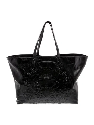 Pre-owned Balmain Embossed Leather Tote In Black