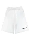 Balmain Embossed Logo Bermuda Shorts In White/black