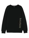 Balmain Embossed-logo Cotton Sweatshirt In Black