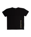 Balmain Embossed-logo Cotton T-shirt In Black