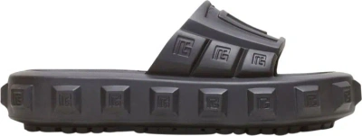 Balmain Embossed-logo Detail Slides In Grey