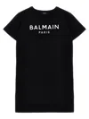 Balmain Logo-appliqué Dress In White/black