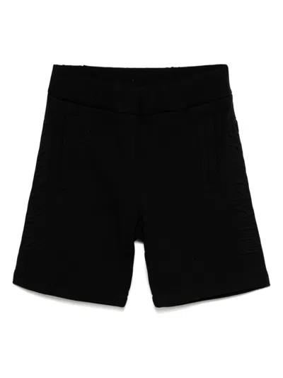 Balmain Kids' Embossed-logo Shorts In Black