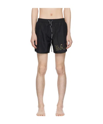 Balmain Embossed-logo Swim Shorts In Black