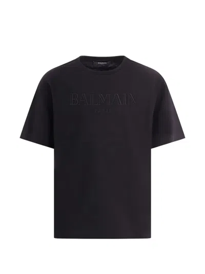 Balmain Kids' Embossed-logo T-shirt In Black