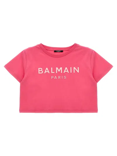 Balmain Kids' Embossed Logo T-shirt In Fuchsia