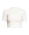 Balmain Embossed Monogram Cropped T-shirt In White