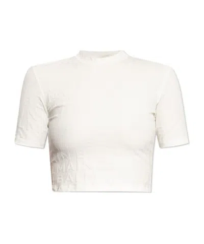 Balmain Embossed Monogram Cropped T-shirt In White