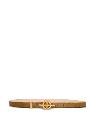 Balmain Embossed T-bar Belt In Brown