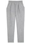 Balmain Embossed Tapered-leg Trousers In Gray