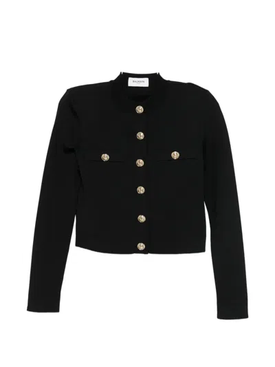 Balmain Embossed-button Cardigan In Black