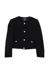 Balmain Embossed-button Collarless Jacket In Blue