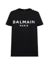 Balmain Embossed-buttons Logo-print T-shirt In Black