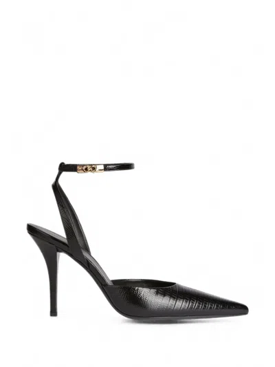 Balmain Embossed-leather Strappy Pumps In Black
