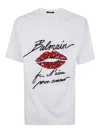 Balmain Love Letter Lips T-shirt In Blanco