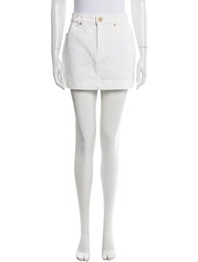 Pre-owned Balmain Embroidered Accent Mini Skirt In Neutrals