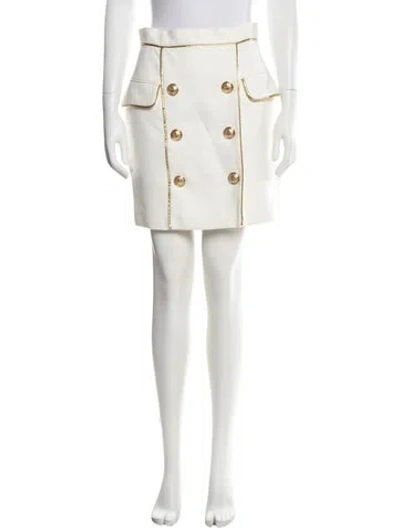 Pre-owned Balmain Embroidered Accent Mini Skirt In Neutrals