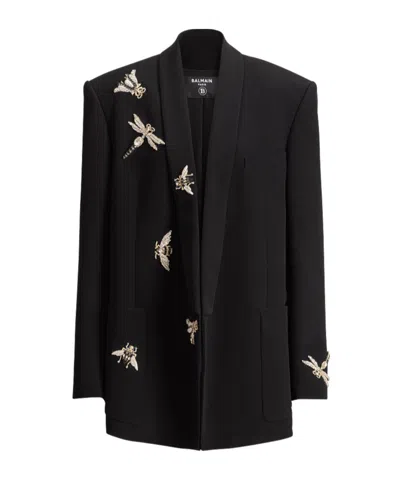 Balmain Embroidered Insect Jacket In Black