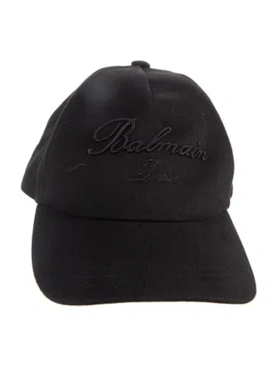 Pre-owned Balmain Embroidered Baseball Hat W/tags In Black