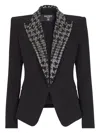 Balmain Embroidered Button Blazer In Black