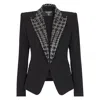 Balmain Embroidered Button Blazer In Black