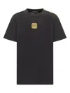 Balmain Embroidered Button-detail T-shirt In Black