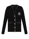 Balmain Emblem Embroidered Knit Cardigan In Black