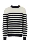 Balmain Embossed Monogram Striped Sweater