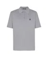Balmain Embroidered Cotton Polo In Gray