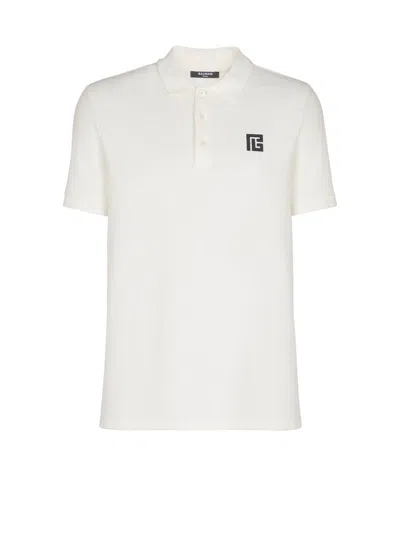 BALMAIN EMBROIDERED COTTON POLO