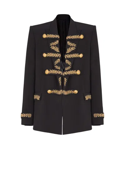Balmain Embroidered Crepe Jacket In Black