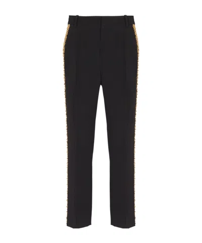 Balmain Embroidered Crepe Straight-leg Tailored Trousers In Multi