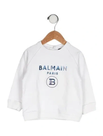 Pre-owned Balmain Babies' Embroidered Crewneck Sweatshirt In White