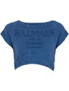 Balmain Embroidered Double Collar T-shirt In Blue