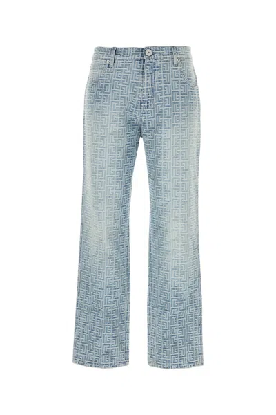 Balmain Embroidered Straight Leg Denim Jeans In Printed
