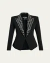Balmain Embroidered Lapels Single-breasted Jacket In Black
