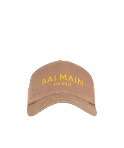 Balmain Embroidered-logo Baseball Cap In Nude | ModeSens