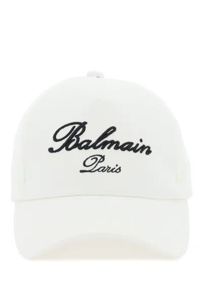 Balmain Signature-embroidered Baseball Cap In Ivory