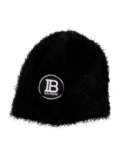 Pre-owned Balmain Embroidered Logo Beanie In Black