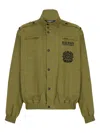 Balmain Embroidered-logo Cotton Bomber Jacket In Green