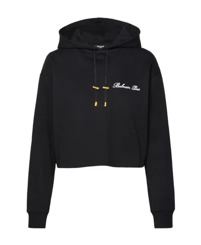 BALMAIN BALMAIN CROPPED DRAWSTRING HOODIE