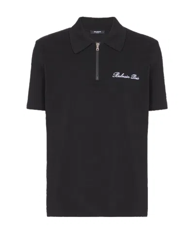 BALMAIN BALMAIN LOGO EMBROIDERED SHORT-SLEEVED POLO SHIRT