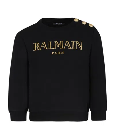 Balmain Kids' Embroidered-logo Cotton Sweatshirt In Black