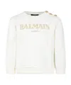 Balmain Ivory Sweatshirt For Girl With Logo In White
