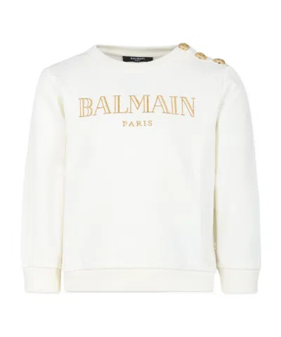 BALMAIN BALMAIN KIDS LOGO EMBROIDERED JERSEY SWEATSHIRT