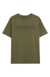 Balmain Logo-embroidered Cotton T-shirt In Green