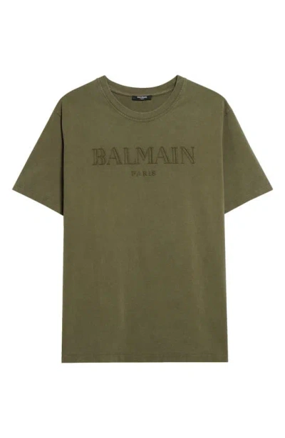 BALMAIN EMBROIDERED LOGO COTTON T-SHIRT