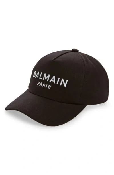 Balmain Embroidered Logo Cotton Twill Baseball Cap In Black